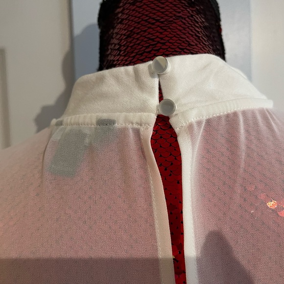 White sheer and tshirt material top - Picture 2 of 4